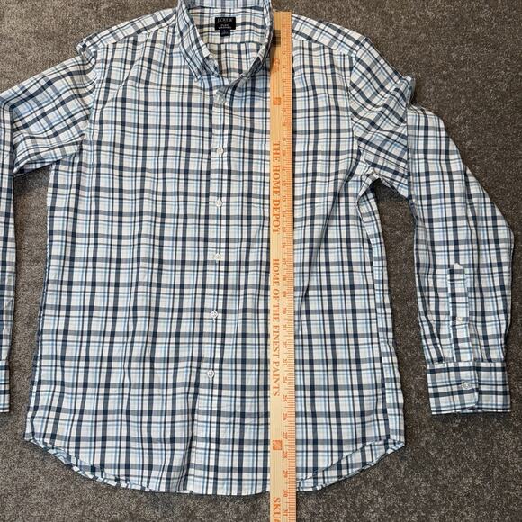 J Crew Shirt Mens Large Blue Plaid Flex Washed Long Sleeve‎ Button Down Comfort - Picture 5 of 8